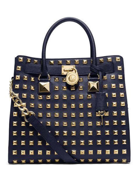 blue michael kors hamilton|Michael Kors Hamilton studded tote.